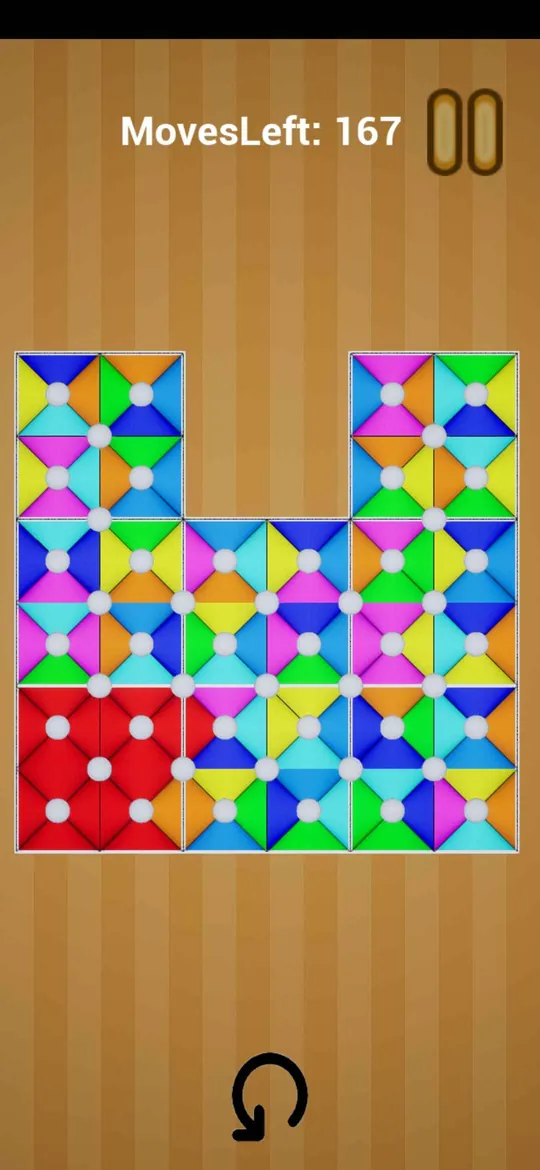 Trigonix Challenge mode: a large board with 167 moves left.